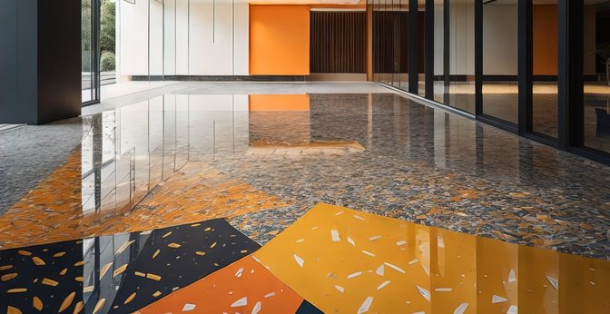 Dekoracyjna posadzka żywiczna w lobby